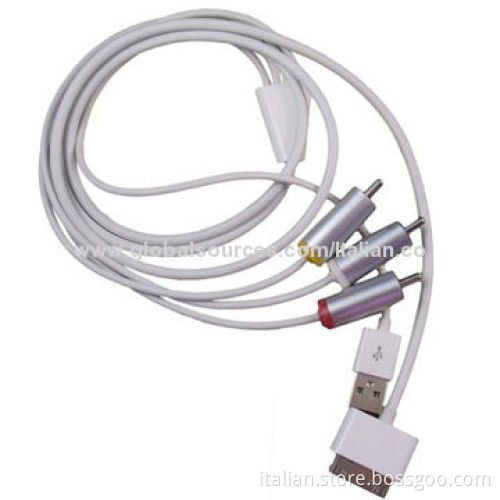 Composite AV cable with USB for Apple 30-pin to 3RCA